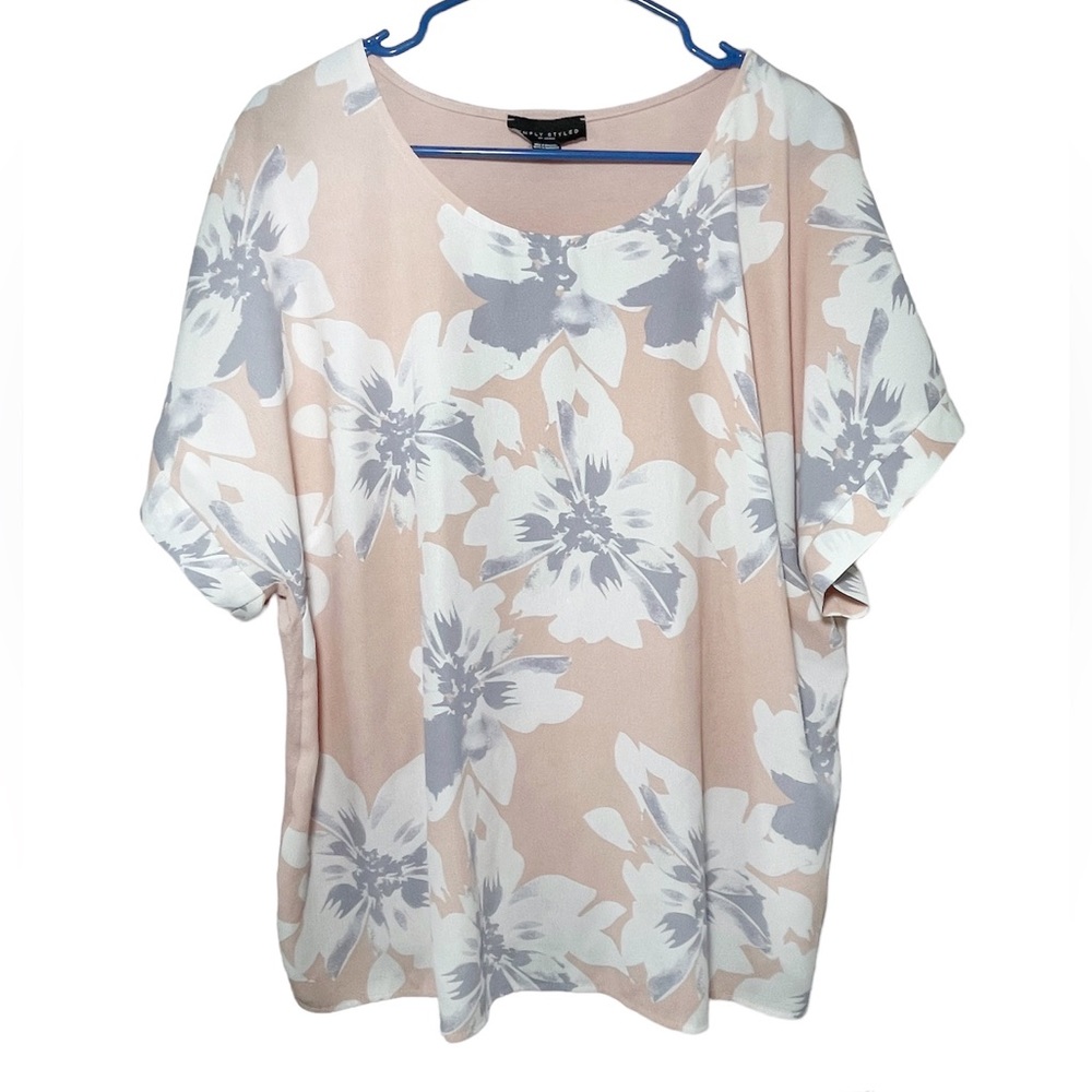 SIMPLY STYLED Floral Round Neck Women’s Blouse‎ Top Sz XL